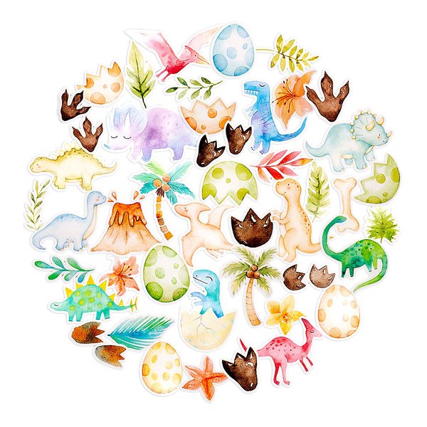 Navy Peony Fun Dinosaur Stickers for Kids (44 Pack) - Small, Cute, Waterproof and Durable | Assorted Animal Decals for Party Favors, Laptops, Water Bottles