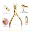 Glamordove Hair Extension Tool Kit Stainless Steel Pliers Micro Beads Remover Hook Looper Hair Gripper Sectioning Clips Wefting Sewing Salon Barber Accessories (Gold)