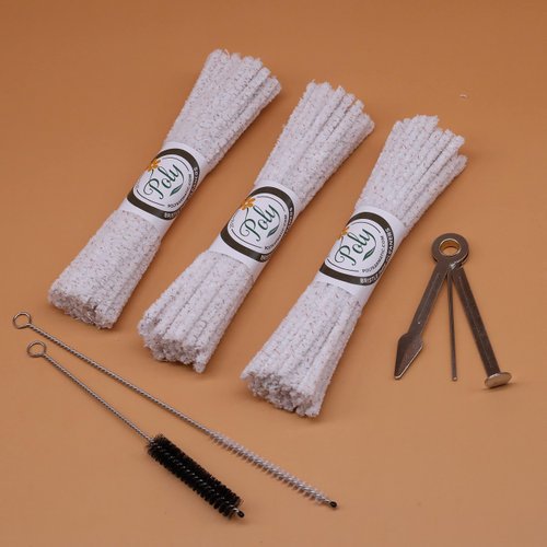 Pipe Cleaners Tool Set for Glass and Pipe Smoking | 132 Hard Bristle Pipe Cleaners, 2 Nylon Bristle Brush, Tamper Tool