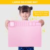 Silicone Painting Mat, Art Mat with Cup, Craft Paint Brush Cleaner Tool, Artist for Kids Gift Clay DIY Creations, Christmas Gifts Box (Pink)