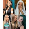 Looxey 13x6 Lace Front Wigs Synthetic 24 Inch Long Straight Wigs Pre Plucked Green Lace Frontal Wigs Glueless Wigs for Women Girls Daily Wear