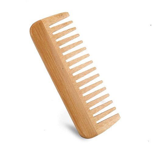 1pc Wood color Natural Bamboo Wide Tooth Comb Detangling Combs Anti-Static Curly Hair For Women Men Smoothing Massaging Home Salon Use Bamboo Hair Brushes For Women Styling Tools and Appliances