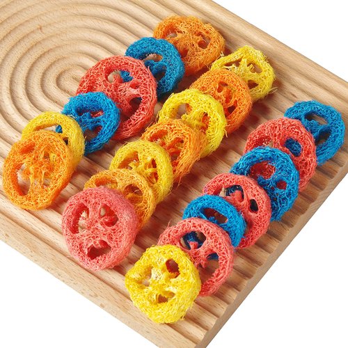 Dong Huang 20Pcs Bunny Chew Toys for Rabbit Pet Tooth Chew Toys, Organic Natural Loofah Chew Toys, Handmade Material Toys for Guinea Pig Hamster Rabbit Rat