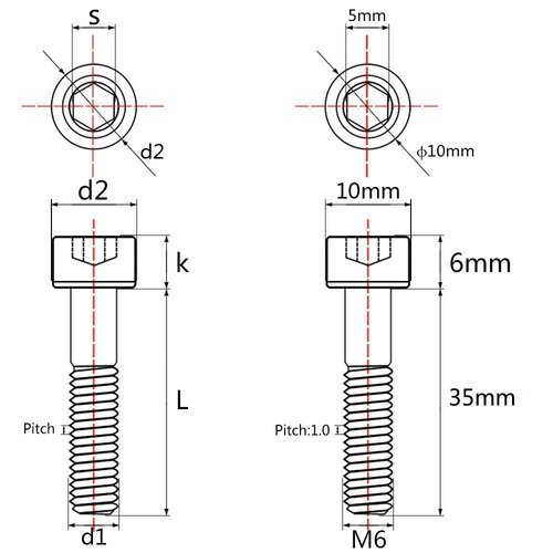 Wanyifa Titanium Ti M6x35mm Bolts Allen Head for Bicycle Headset Screws Pack of 5 (Colorful)