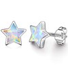 Hypoallergenic Star Girls Earrings, S925 Sterling Sliver Fire Opal Stud Earrings For Women ARSKRO Tiny Little Small Cute Earring Jewelry Gifts for Kids Sensitive Ears