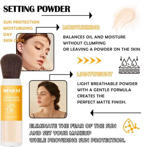 Mineral Sunscreen Setting Powder Makeup,Translucent Powder SPF 50 PA++++,Oil Control Long Lasting Face Setting Powder Sunscreen,Matte Finish,Lightweight,Breathable,All Skin