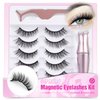 Magnetic Eyelashes with Eyeliner 5 Pairs Eyelashes Natural Look Cat Eye Lashes Magnetic Lashes with Applicator and Magnetic Eyeliner Waterproof Reusble Lashes Kit by Mavphnee