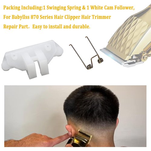 Rsoise Hair Clippers Spring Tension and Cam Follower Swing Head fit for Babyliss 870 Series Hair Clipper Head Spring (1 X Swinging Spring 1 X Black Cam Follower)
