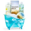 Home Spa Bath Basket - Fresh Aquatic Oceanside Breeze Spa Set For Women - Bath & Body Set For Women - Contains Shower Gel, Bubble Bath, Body Lotion, Bath Salt, Puff Displayed in Calming Blue Tub