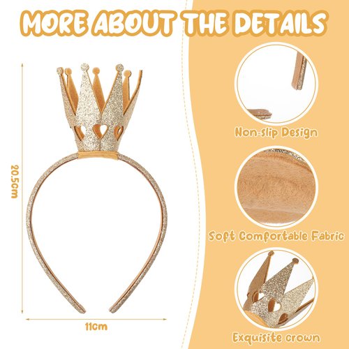 Sibba Shiny Crown Headband Glitter Hairband Crystal Tiaras Rhinestone Headwear Princess Head Band Beautiful Diamonds Queen Hair Accessories Fit Women, Party, Decorations, Birthday (Gold)