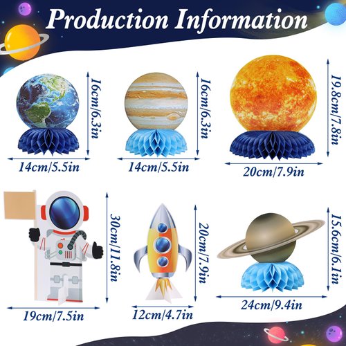 12PCS Solar System Table Centerpiece Decorations, Space Themed Honeycomb Party Decorations, Outer Space Party Table Topper Decorations for Kids Birthday Party Decorations Baby Shower Supplies