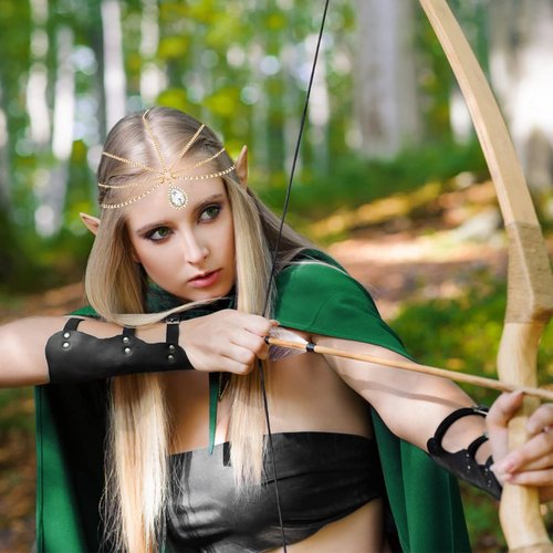 Hapdoo Fairy Crown, Women's Renaissance Fairy Hair Accessories, Medieval Headpiece with Head Chain, Gold