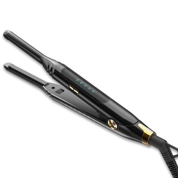 Ficzcfy Small Flat Irons for Short Hair,Pro 3/10'' Pencil Flat Iron with LED Display,Pixie Cut and Bangs,Mini Hair Straightener for Edges with Adjustable Temperature,Auto Shut Off