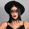 Tgirls Lace Mask for Women Rhinestone Sexy Masquerade Masks Costume Party Lace Face Mask Halloween Eye Mask (Black)