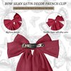 EIOAUY Big Bows Hair Clips for Women Long Tail Bow Hairpin Soft Silky Satin Hair Hairpin Metal Clips French Barrettes Cute Hair Clips Gifts for Women Girl (Red)