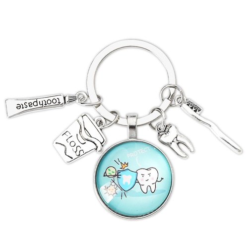 Funny Gifts for Dentists Tooth Floss Keychain for Backpacks Dental Hygienist Birthday Gifts for Women Dental Assistant Gifts for Men Coworkers Christmas Gift Ideas Dental Students School Supplies