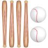 Set of 6 Beach Baseball Ball Inflatable Baseball Bat Include 2 Pcs 11 Inch Beach Baseball and 4 Pcs Baseball Bat Inflates Kids Baseball Pool Toys for Pool Beach Fun Sports Game Birthday (Light Brown)