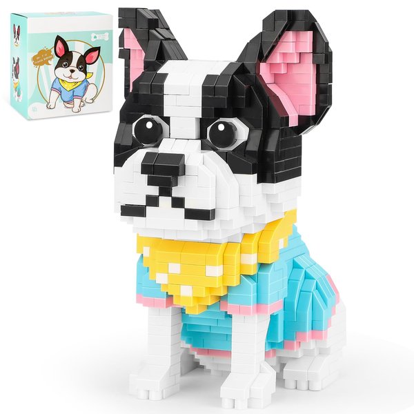 QLT QIAOLETONG Cute Animal Micro Mini Building Blocks Kit, French Bulldog Micro Bricks Building Toys for Adults, Party Favors for Kids 12+ 14+, Birthday Gift, Carnival Prizes (917 PCS)