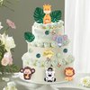 HPLYEL 27PCS Safari Animal Cake Topper, Plam Leaves Balls Cake Decorations Birthday Cake for Wild Theme Birthday Decorations Baby Shower Supplies