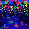 52 Pack Glow Neon Party Supplies Glow Party Decorations Neon Birthday Party Supplies Black Light Reactive Decor Set - Fluorescent Banner, Blacklight Garlands, Glow in The Dark Balloons, Luminous Tape
