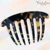 French Amie Handmade Yellow Black Tokyo Celluloid Acetate 7 Teeth Side Hair Comb