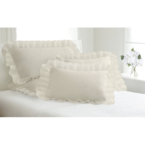 Fresh Ideas Ruffled Pillow Sham 2 Pack, King, Ivory (FRE30102IVOR09)