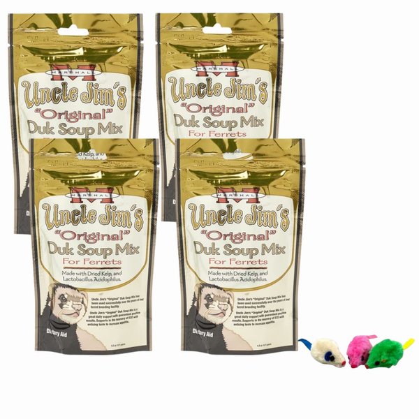 Atlantic Rush Marshall DUK Soup Ferret Food - Premium Ferret Treats - Marshall's Uncle Jim's Original DUK Soup 4.5oz Bags - Duck Soup for Ferrets - Small Animal Food - Treats for Ferrets (4, 4.5oz)