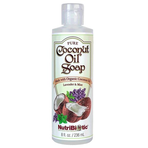 NutriBiotic – Pure Coconut Oil Soap, Lavender &amp; Mint, 8 Oz | Certified Organic, Unrefined, Biodeg...