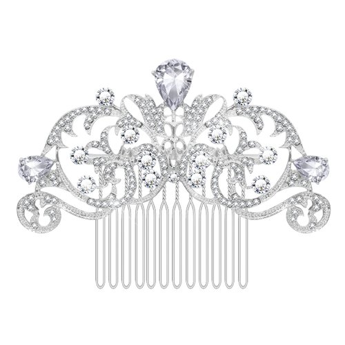 Women's Flower Crystal Bride Crown Wedding Hair Comb Hair Accessories Art Deco Floral Bridal Side Combs Headpiece for Women, Brides Hair Accessories
