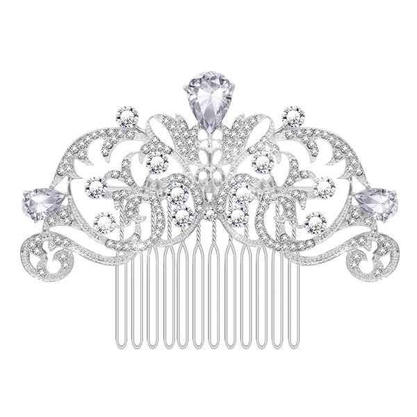 Women's Flower Crystal Bride Crown Wedding Hair Comb Hair Accessories Art Deco Floral Bridal Side Combs Headpiece for Women, Brides Hair Accessories