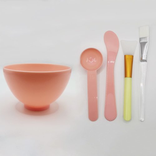 WAZXIQN Face Mask Mixing Bowl Set, DIY Silicone Facemask Mixing Tool Kit, Include Facial Mask Mixing Bowl Stick Spatula Silicone Cream Mask Brushes and Makeup Headband, 6PCS Pink