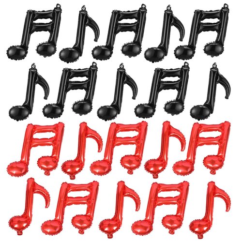 ZHENGYE 20PCS Music Balloons 16 Inch Music Themed Party Supplies Music Note Balloon Foil Aluminum Balloon Baby Shower Music Party Wedding Birthday Party Celebrations Decoration (Black Red)
