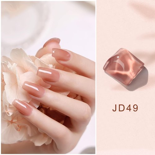 VENALISA 15ml Jelly Gel Nail Polish, Neutral Jelly Nude Pink Gel Polish Sheer Pink Translucent Color Soak Off UV LED Nail Gel Polish Nail Art Starter Manicure Salon DIY at Home, 0.53 OZ
