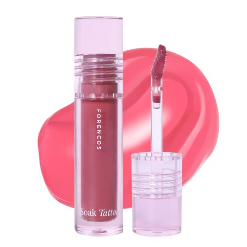 FORENCOS Soak Vegan Lip Tint/Stain, Water Gel Formula, Weightless &amp; Non-sticky Finish, Vivid Colo...