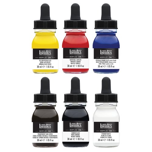 Liquitex Professional Acrylic Ink, 1-oz (30ml), Essential Color Set, Set of 6