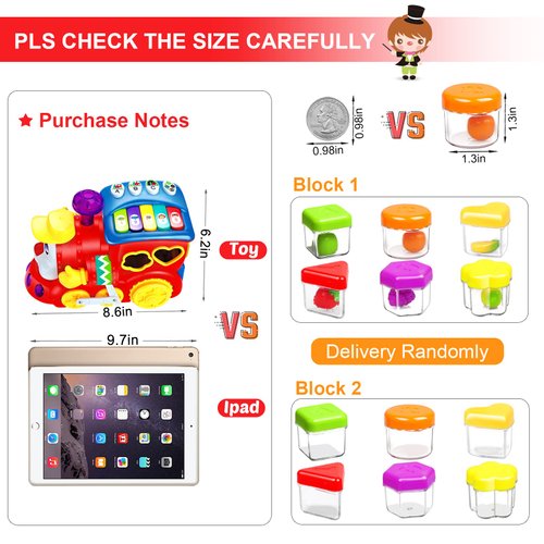 Baby Toys for 1 Year Old Boy Girl Gift Musical Train Baby Toys 6-12 12-18 Months,Early Educational Learning Montessori Kids Toys with Blocks/Light Toddler Christmas Birthday Gifts for 1 2 3 Year Old