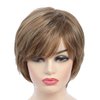 JOLNVCA Pixie Cut Layered Short Brown Wigs with Bangs Straight Synthetic Hair Wigs for White Women (Blonde Mixed Brown)