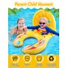 Kalolary Inflatable Baby Swimming Ring, Mommy and Baby Parent-Child Double Person Inflatable Float Seat Swimming Boat with Removable Sun Canopy for Baby and Mom Swim Ring Summer Pool Supplies