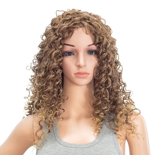 SWACC 20-Inch Long Big Bouffant Curly Wigs for Women Synthetic Heat Resistant Fiber Hair Pieces with Wig Cap (Light Brown Auburn Blonde Mixed)
