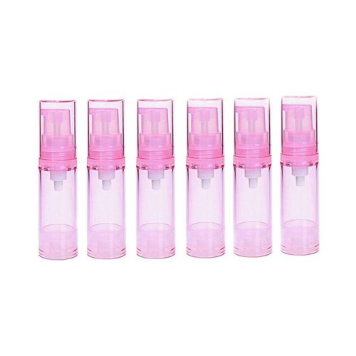 erioctry 5ML Airless Pump Bottle-Empty Refillable Airless Vacuum Pump Cream Lotion Bottle Travel Bottles Toiletries Liquid Container for Cosmetic Make-up Pack of 6 (Pink)