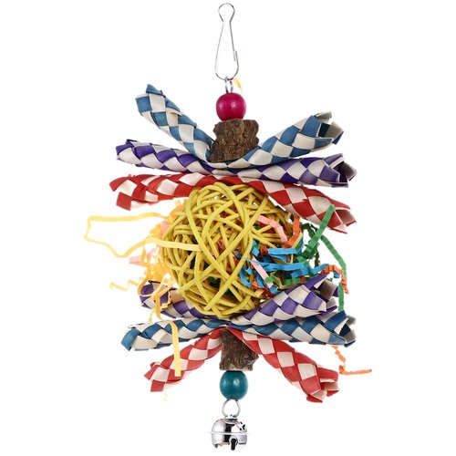 LUOZZY Parrot Foraging Toy Parrot Chewing Toy Bird Bell Pendant Bird Cage Supply Pet Accessories - Random Color