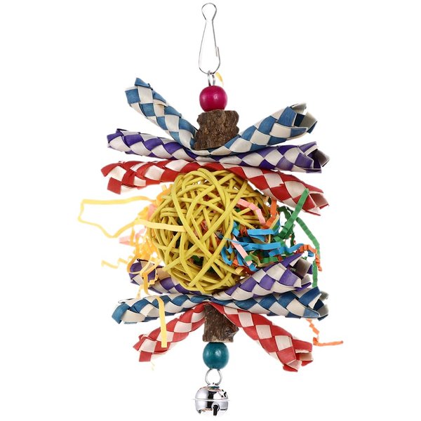 LUOZZY Parrot Foraging Toy Parrot Chewing Toy Bird Bell Pendant Bird Cage Supply Pet Accessories - Random Color
