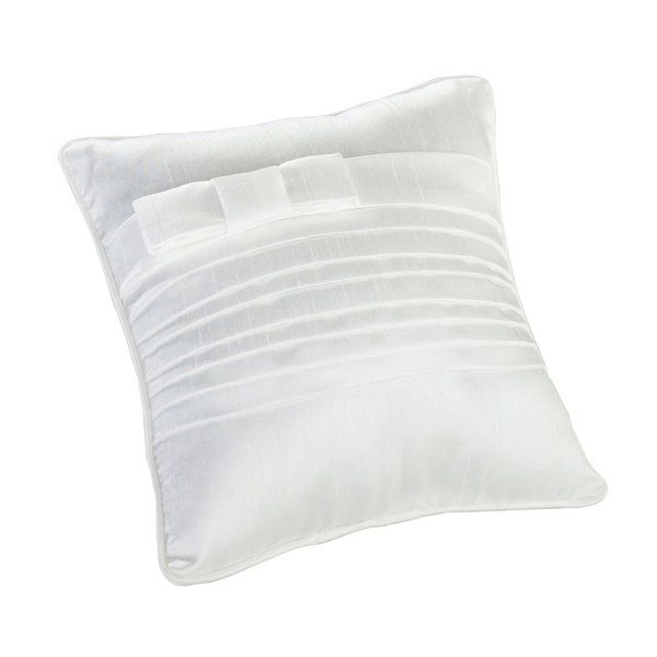 Lillian Rose White Simple Pleated Silk Wedding Ring Pillow, 6"