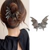 Black Bat Hair Claw Clip Halloween Hair Clips Gothic Bat Shaped Hair Jaw Clips Halloween Punk Hair Barrettes Strong Hold Bat Hair Clamp Clips Non Slip Hair Accessories for Halloween Hair Styling