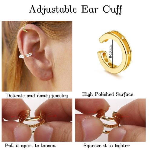 BESTEEL 66 Pcs Ear Cuff Earrings for Women Non Piercing, Hypoallergenic Fake Earrings, Silver Clip on Cartilage Earrings for Sensitive Ears, Gold Ear Wrap Earrings for Helix Cartilage, Cross X Double Line Cat Claw Cz Pearl Star Butterfly Ear Cuffs Non Pie