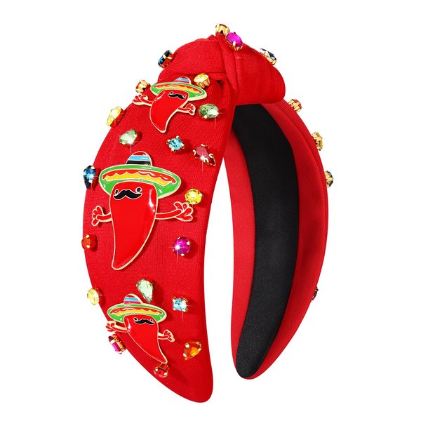 BSJELL Mexican Headband for Women Cinco De Mayo Accessories Fiesta Sombrero Chili Knotted Headband Fiesta Party Decorations