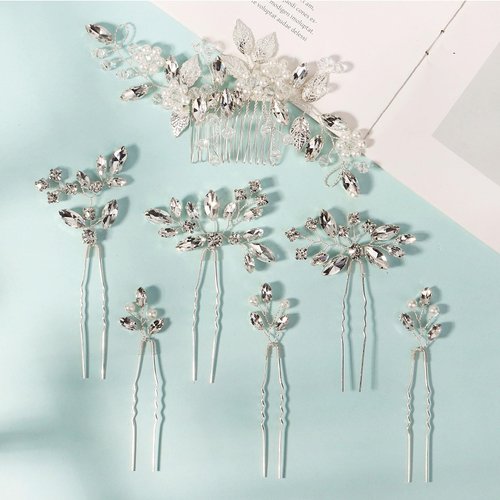 Wedding Hair Accessories Bridal Hair Pins Pearl Crystal Hair Pieces for Brides Vintage Hair Decorations for Bridesmaids