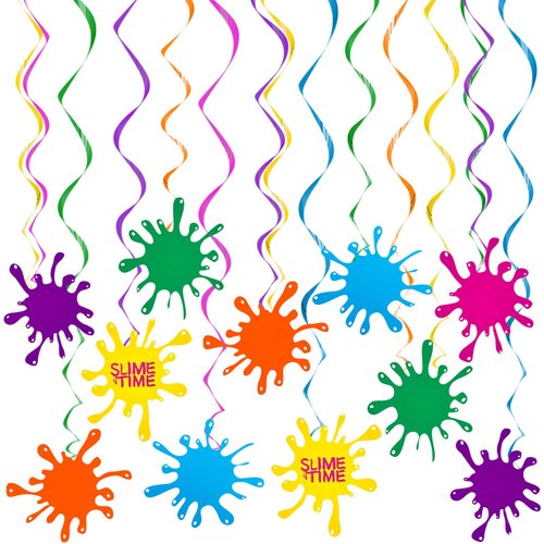 30 Pcs Artist Hanging Swirls Colorful Painting Birthday Party Decorations Paint Foil Hangings with Glittery Cutout for Art Theme Party Birthday Party Shower Party Rainbow Party Supplies