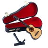 Dselvgvu Wooden Miniature Guitar with Stand and Case Mini Musical Instrument Miniature Dollhouse Model Home Decoration Ornament (5.91"x2.17"x0.74").