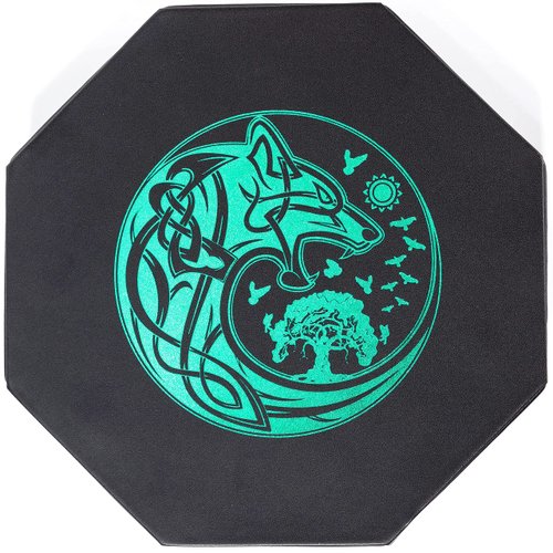 DND Dice Tray - Premium 8 Inch Dice Tray Dungeons and Dragons - Exquisitely Detailed Green World Tree & Wolf Raven Design - Perfect RPG Dice Rolling Tray with D&D Dice Box Storage to Protect Dice